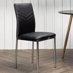 Fjôrd Eetkamerstoel Lily Chromed/ Zwart Pu
