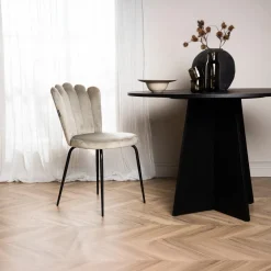 Fjôrd Eetkamerstoel Limhamn Licht Zwart/Beige Velvet