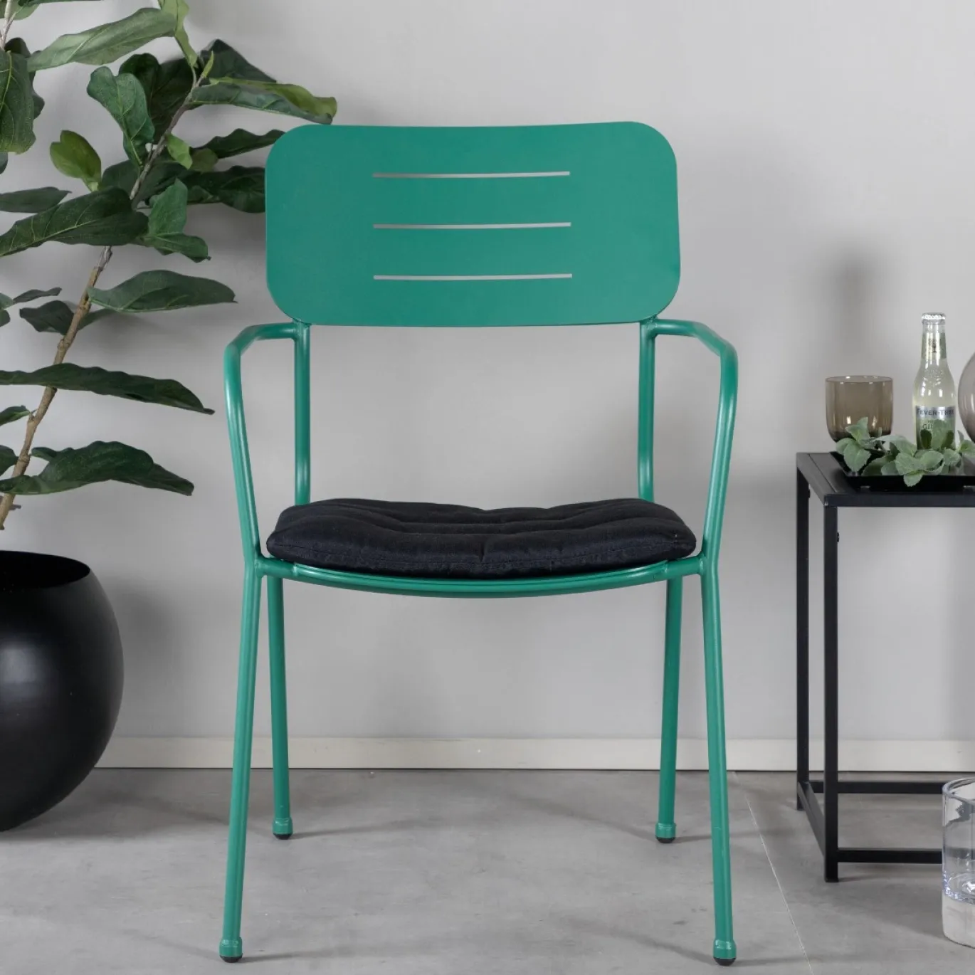 Fjôrd Eetkamerstoel Nicke Armrest Groen Staal