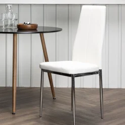 Fjôrd Eetkamerstoel Pastill Zilver Wit Pu