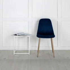 Fjôrd Eetkamerstoel Polar Blauw Fluweel
