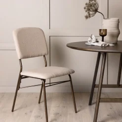 Fjôrd Eetkamerstoel Seda Mat Bruin Beige Stof