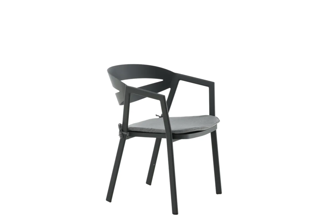 Fjôrd Eetkamerstoel Slit Kussen- Zwart /Grijs Aluminium