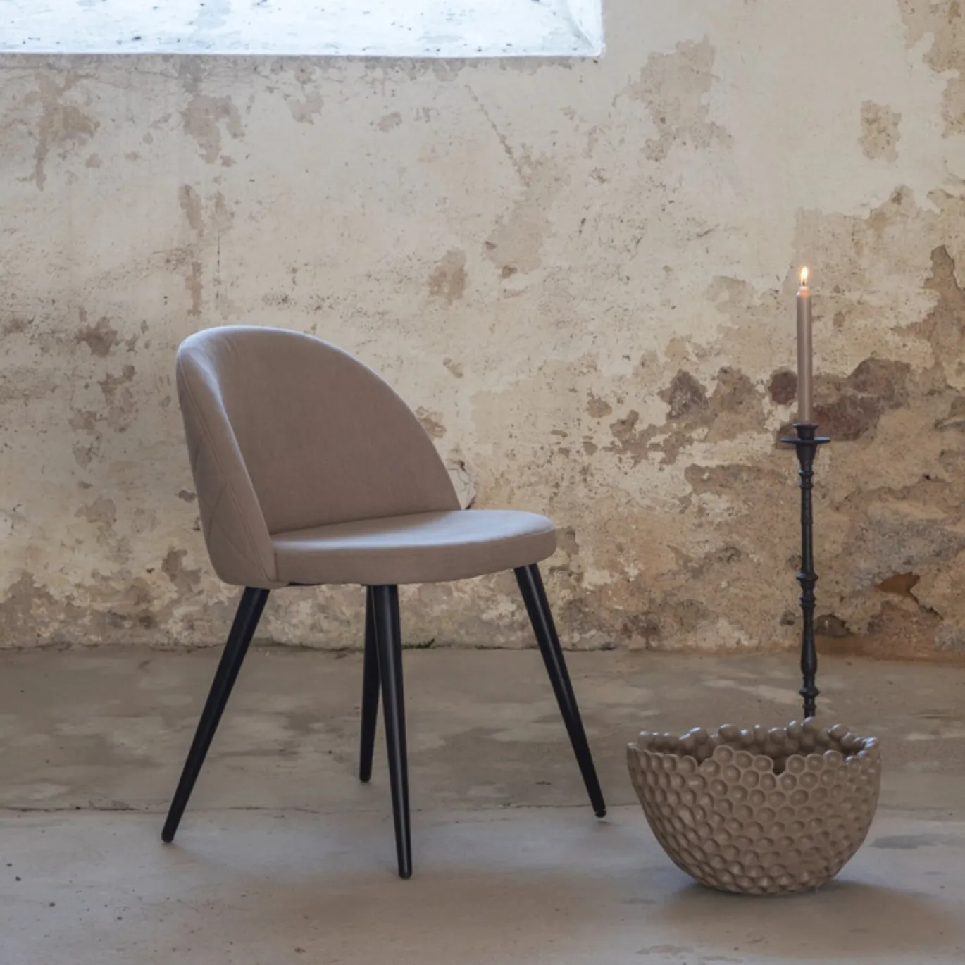 Fjôrd Eetkamerstoel Stitches Taupe Stof