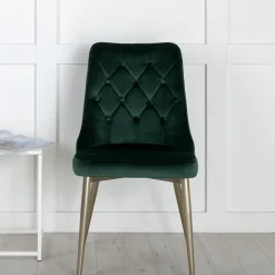 Fjôrd Eetkamerstoel Velvet Deluxe Matt Koper/Mosgroen