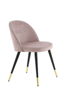 Fjôrd Eetkamerstoel Velvet Dusty Roze met Goud/Zwart