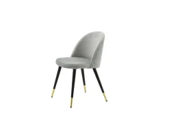 Fjôrd Eetkamerstoel Velvet Grijs/Zwart met Messing