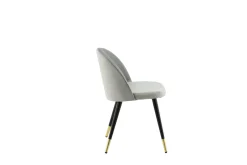 Fjôrd Eetkamerstoel Velvet Grijs/Zwart met Messing