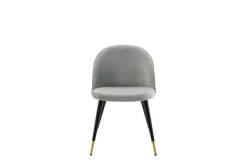 Fjôrd Eetkamerstoel Velvet Grijs/Zwart met Messing