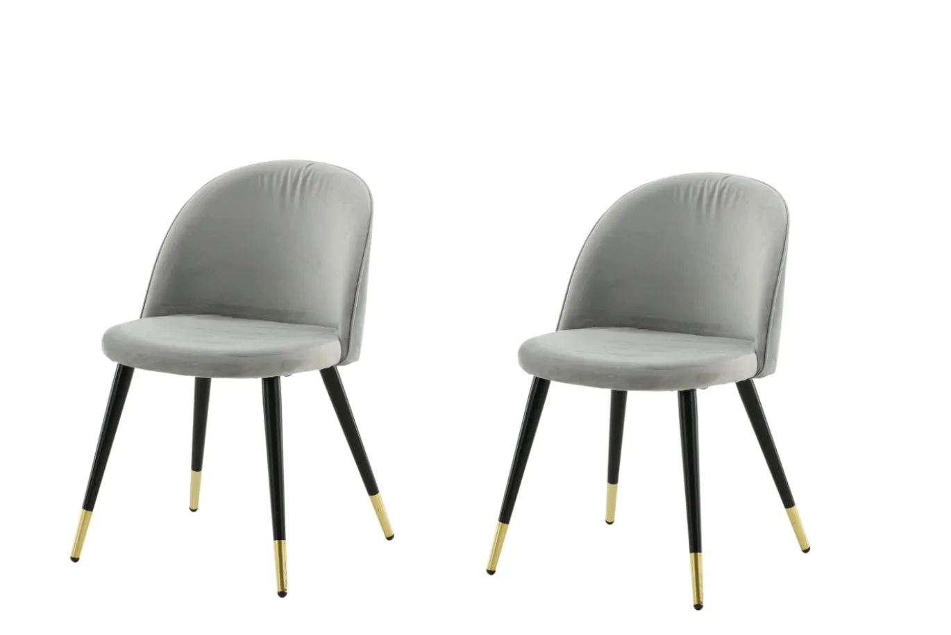 Fjôrd Eetkamerstoel Velvet Grijs/Zwart met Messing