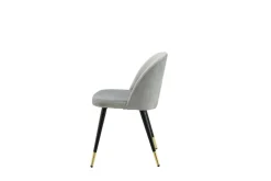 Fjôrd Eetkamerstoel Velvet Grijs/Zwart met Messing