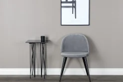 Fjôrd Eetkamerstoel Velvet Grijs/Zwart