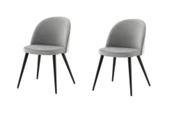 Fjôrd Eetkamerstoel Velvet Grijs/Zwart