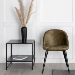 Fjôrd Eetkamerstoel Zwart/Dusty Groen