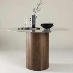 Fjôrd Eettafel Austin Donkergrijs Marmerlook 120cm