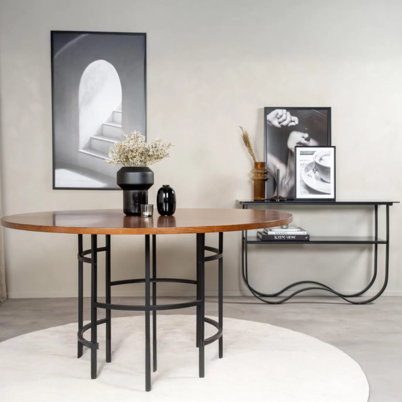 Fjôrd Eettafel Copenhagen Rond Bruin/Zwart 140cm