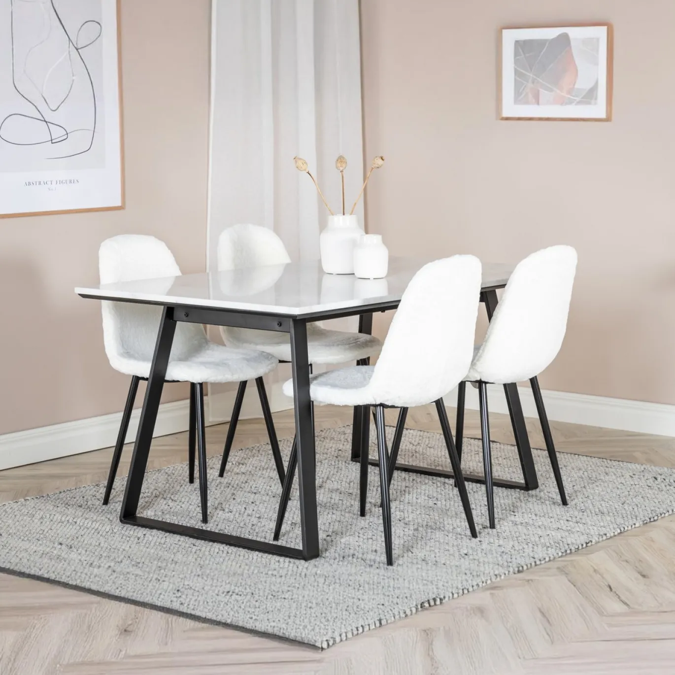 Fjôrd Eettafel Estelle 140x90cm Wit Marmer