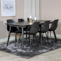 Fjôrd Eettafel Gold 180/220x85x76cm Zwart