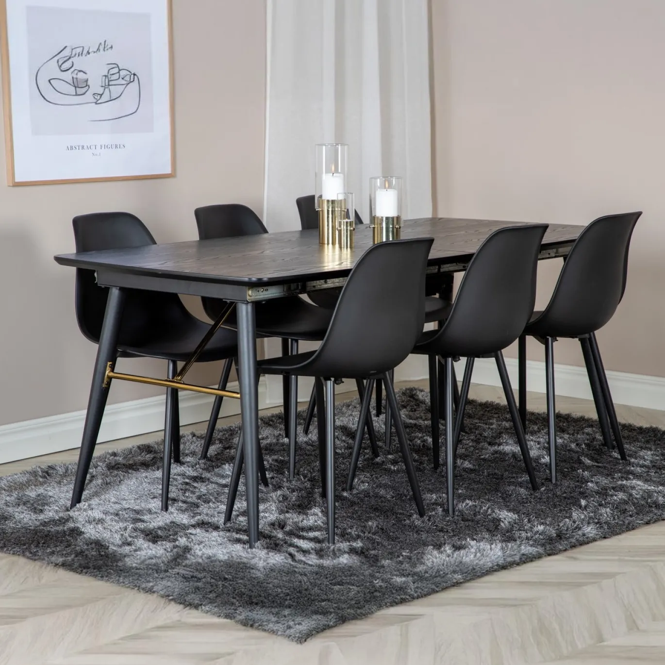 Fjôrd Eettafel Gold 180/220x85x76cm Zwart