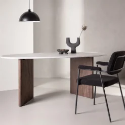 Fjôrd Eettafel Grönvik Ovaal 180x75 Mokka Lichtgrijs Betonlook