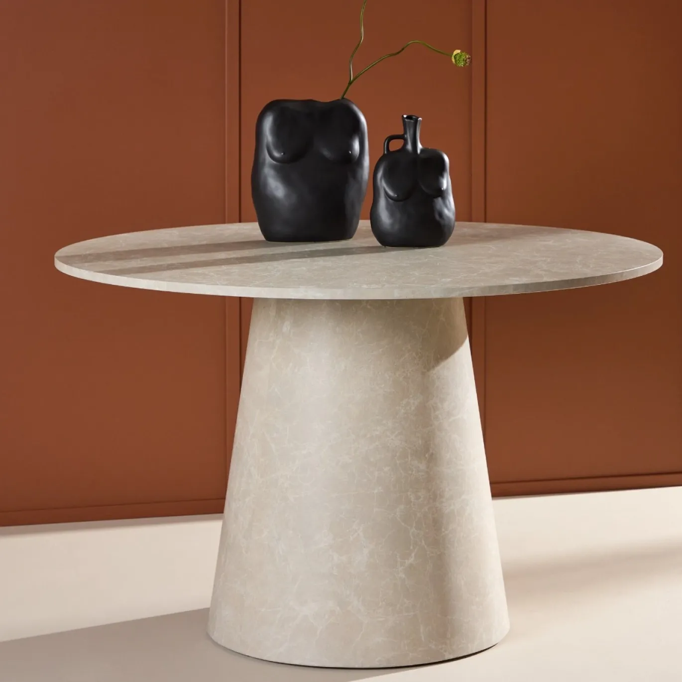 Fjôrd Eettafel Lanzo ø120cm Beige Marmerlook