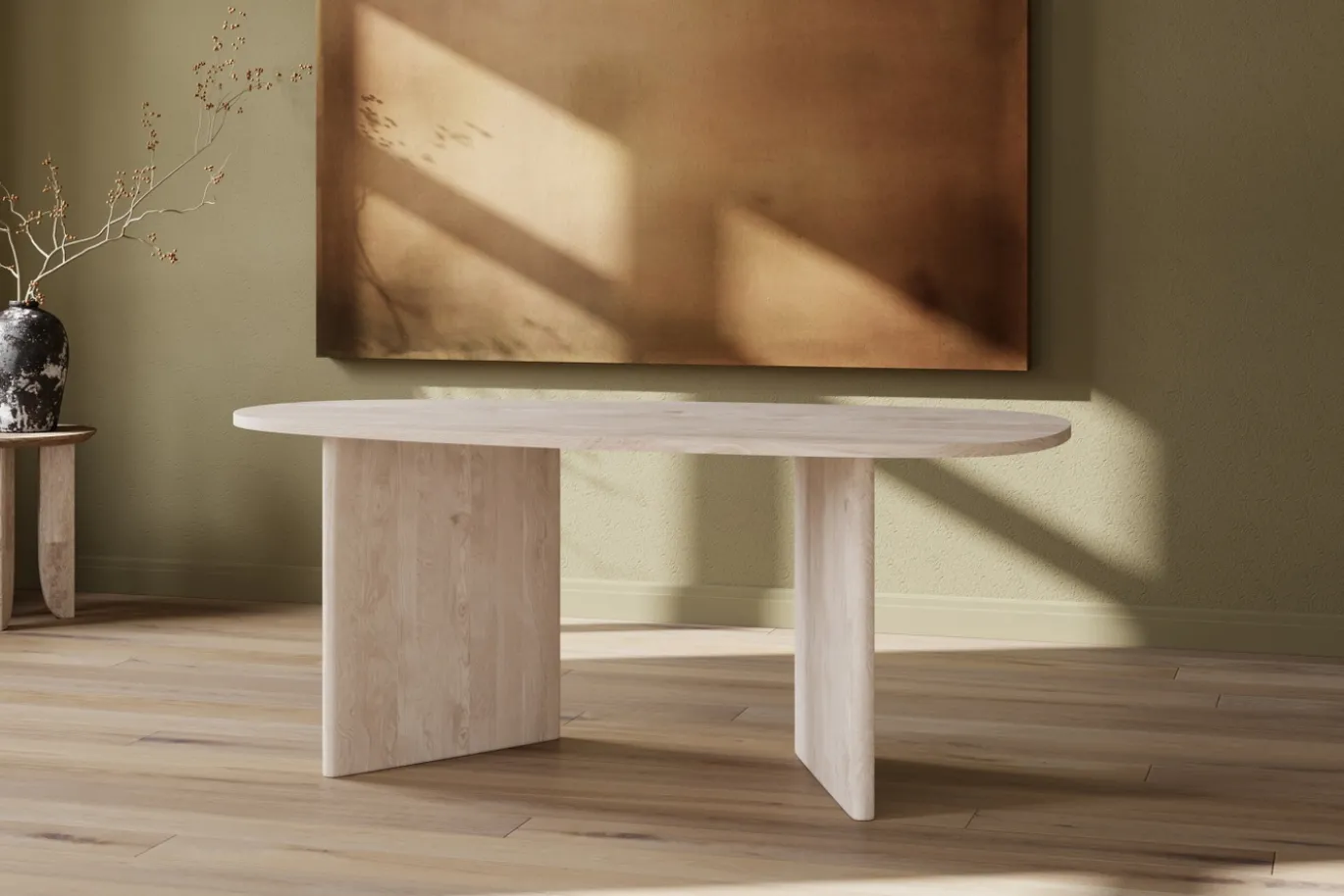 Fjôrd Eettafel Ovaal Grönvik MDF Naturel 180cm