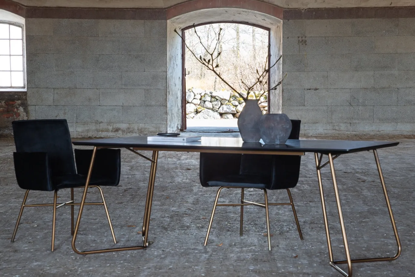 Fjôrd Eettafel Petra Distressed Koper Zwart Fineer 75x190x90cm