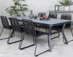 Fjôrd Eettafel Virya Zwart Met Grijs Glas 200cm