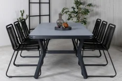 Fjôrd Eettafel Virya Zwart Met Grijs Glas 200cm