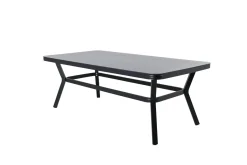 Fjôrd Eettafel Virya Zwart Met Grijs Glas 200cm