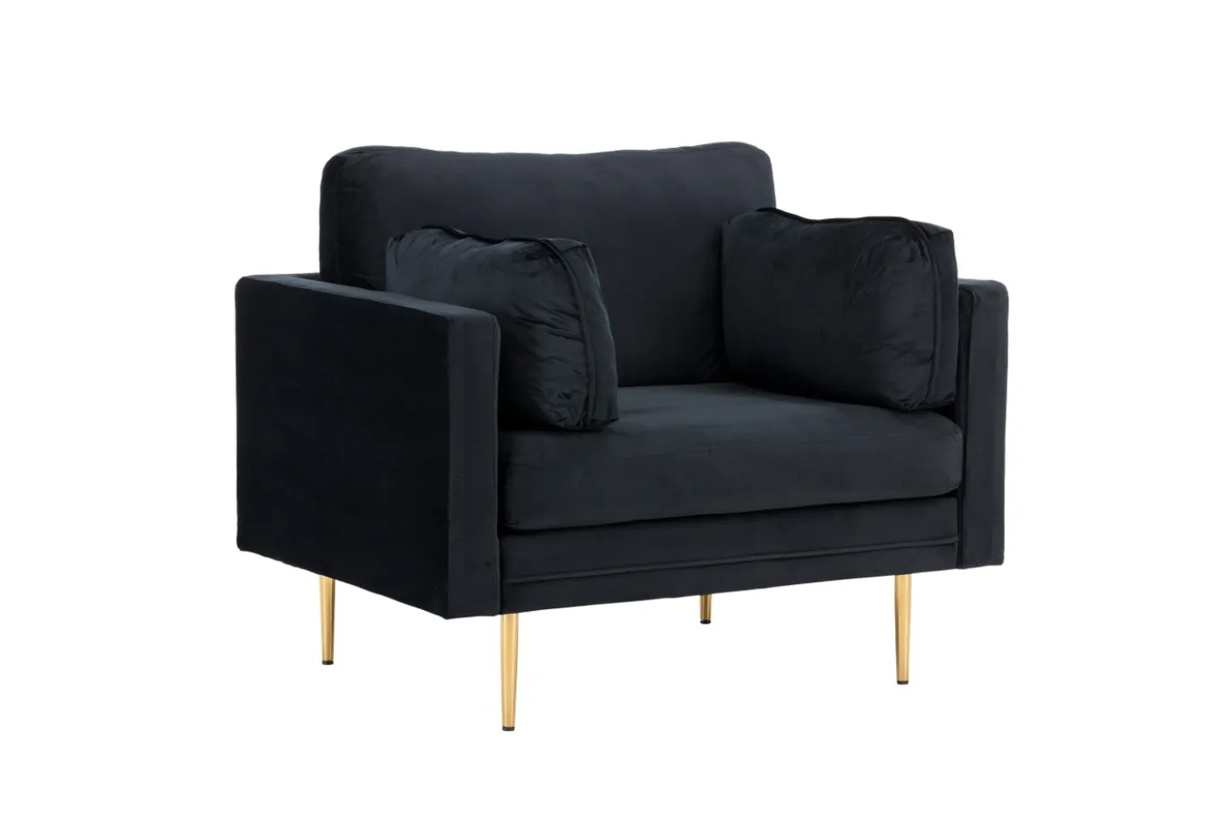 Fjôrd Fauteuil Boom Velvet Zwart & Gouden Onderstel