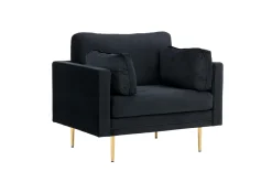 Fjôrd Fauteuil Boom Velvet Zwart & Gouden Onderstel