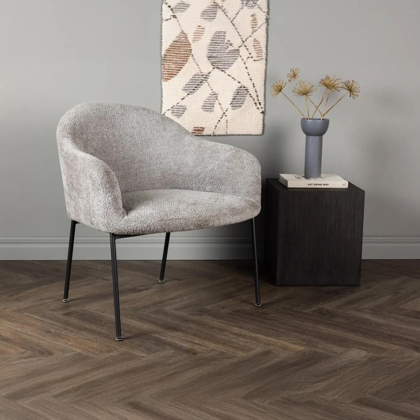 Fjôrd Fauteuil Catania Grijs Lichtgrijs Boucle