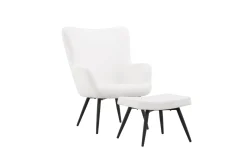 Fjôrd Fauteuil Como Ottoman Wit Boucle