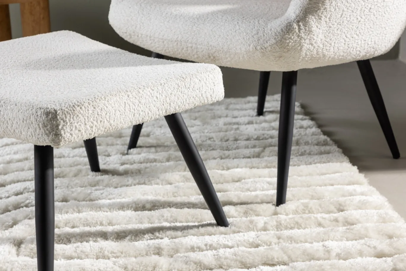 Fjôrd Fauteuil Como Ottoman Wit Boucle
