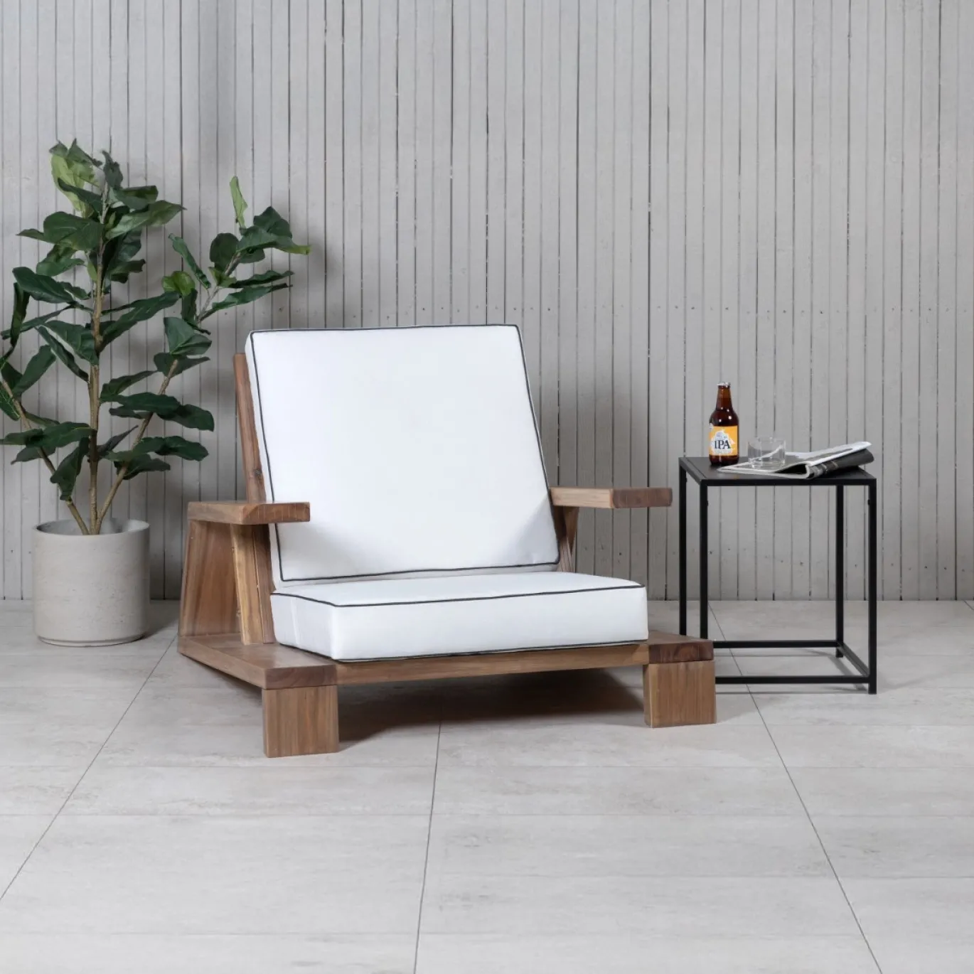 Fjôrd Fauteuil Daria Wire Brushed/Off White Kussen