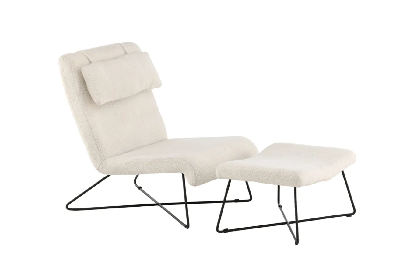 Fjôrd Fauteuil Laconia Wit Teddy Incl. Voetenbank