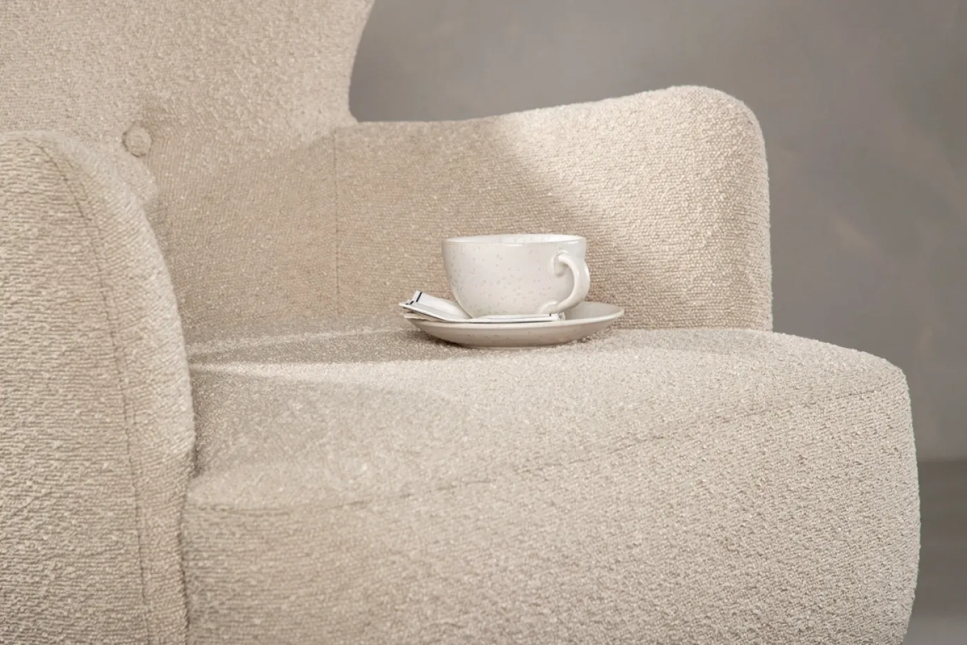 Fjôrd Fauteuil Lincoln Walnoot Beige Boucle