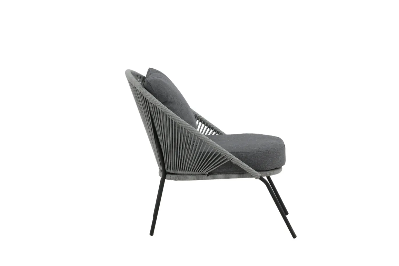 Fjôrd Fauteuil Lindos Zwart Alu Touw Grijs