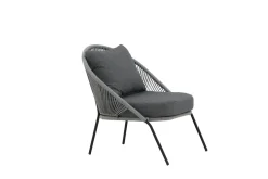 Fjôrd Fauteuil Lindos Zwart Alu Touw Grijs