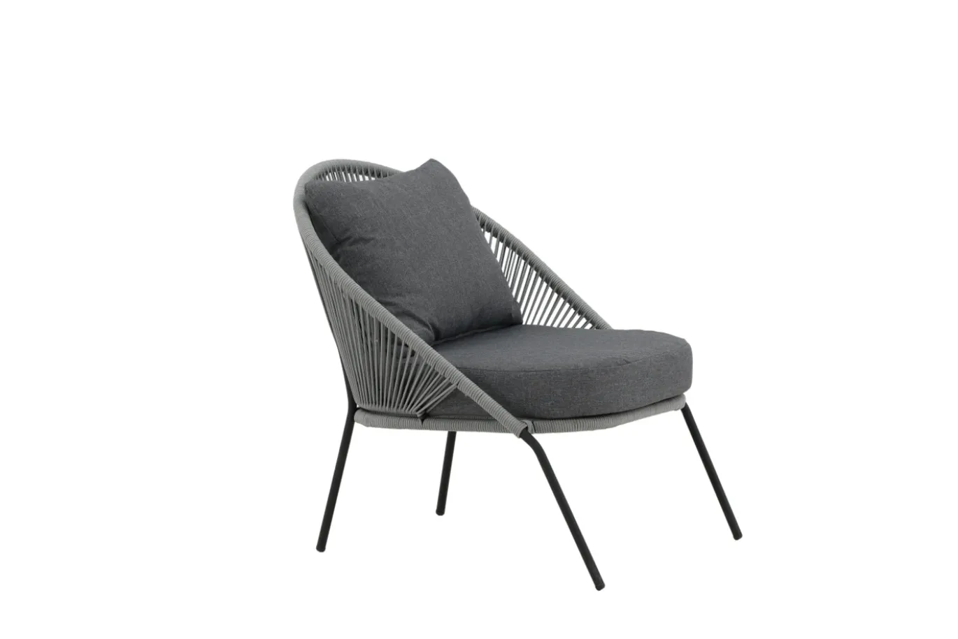 Fjôrd Fauteuil Lindos Zwart Alu Touw Grijs