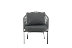 Fjôrd Fauteuil Lindos Zwart Alu Touw Grijs