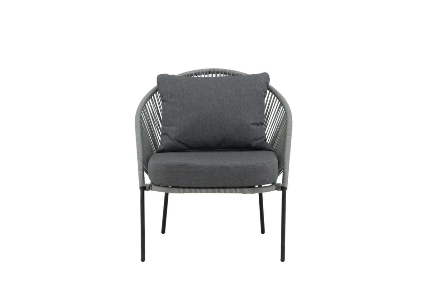 Fjôrd Fauteuil Lindos Zwart Alu Touw Grijs