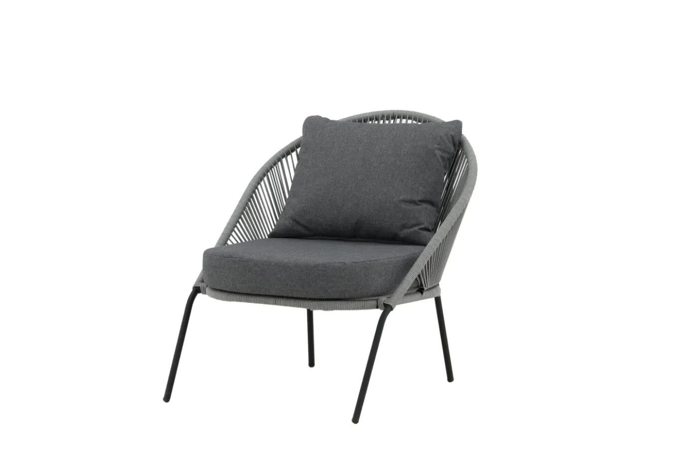 Fjôrd Fauteuil Lindos Zwart Alu Touw Grijs