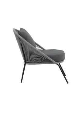 Fjôrd Fauteuil Lindos Zwart Alu Touw Grijs