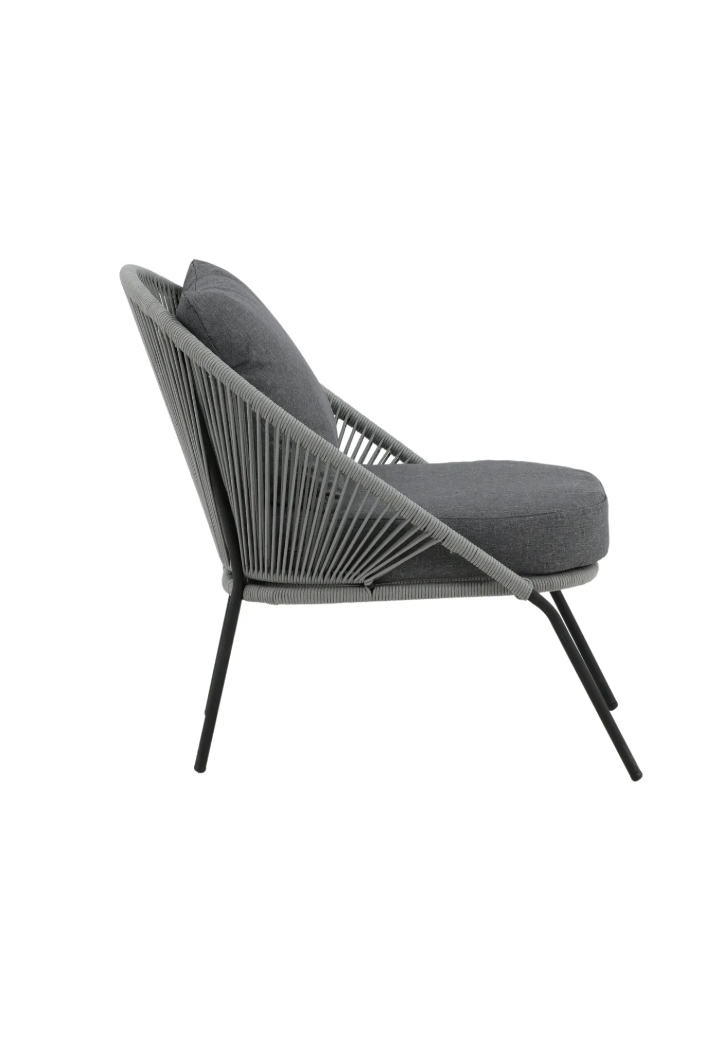 Fjôrd Fauteuil Lindos Zwart Alu Touw Grijs