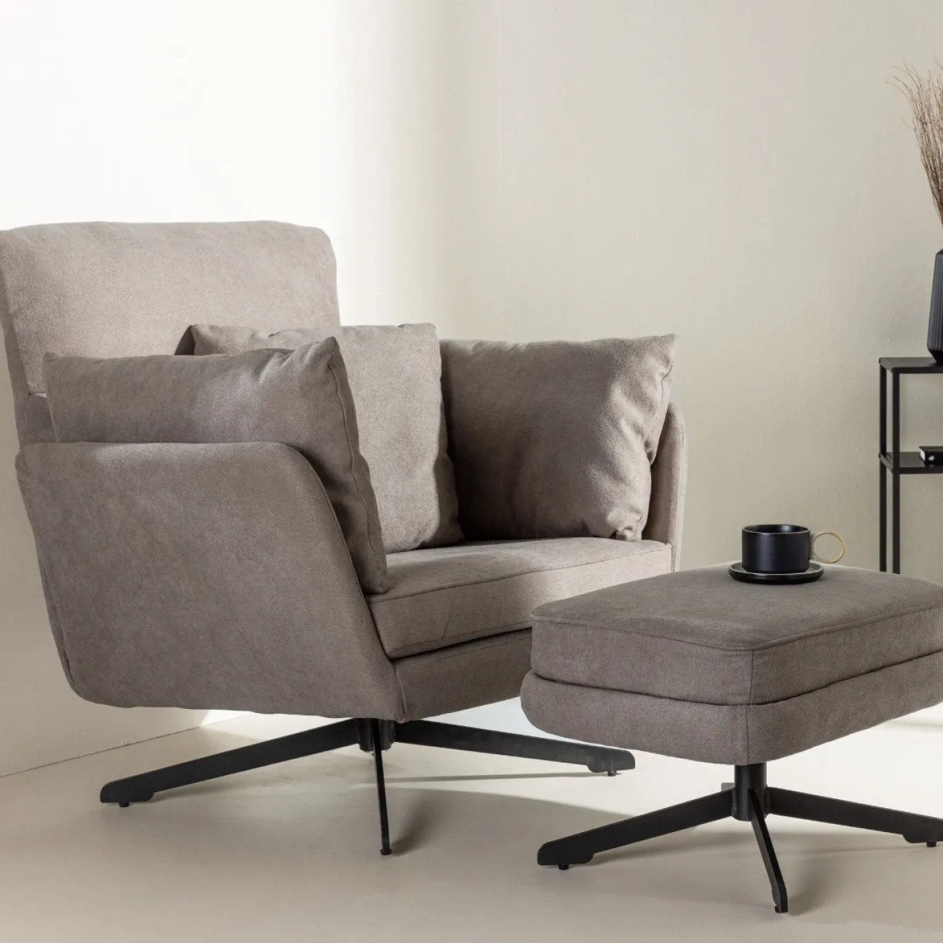 Fjôrd Fauteuil Madrid Zwart/Grijs Boucle