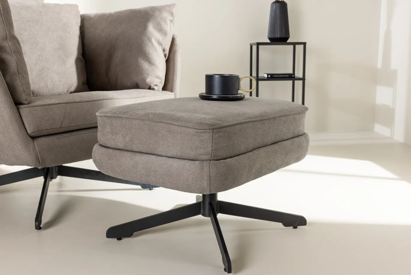 Fjôrd Fauteuil Madrid Zwart/Grijs Boucle