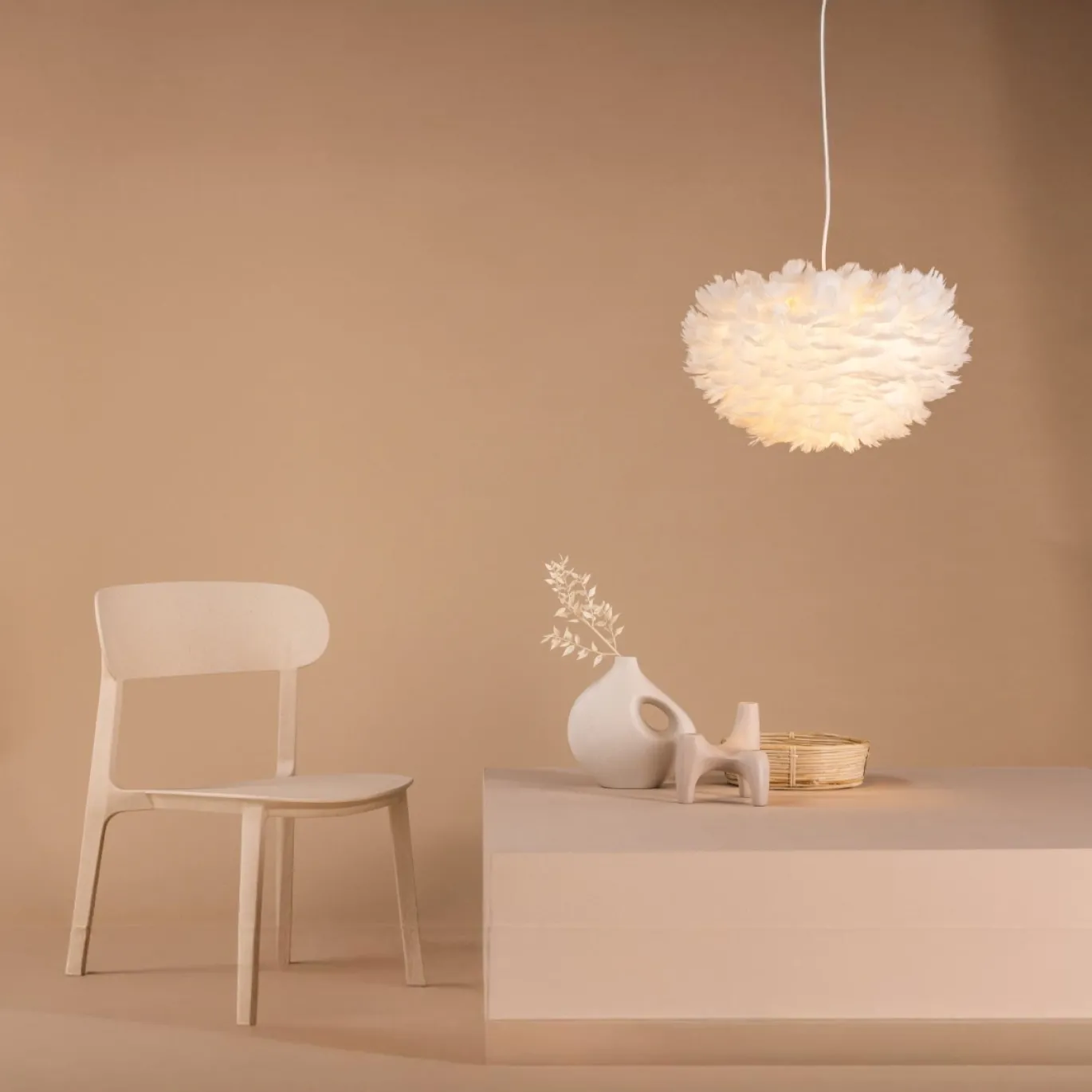 Fjôrd Hanglamp Nicola 45x45cm Wit Veren