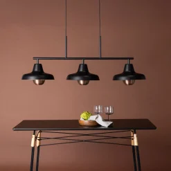Fjôrd Hanglamp Stöten Mat Zwart Metaal/Koper Finish